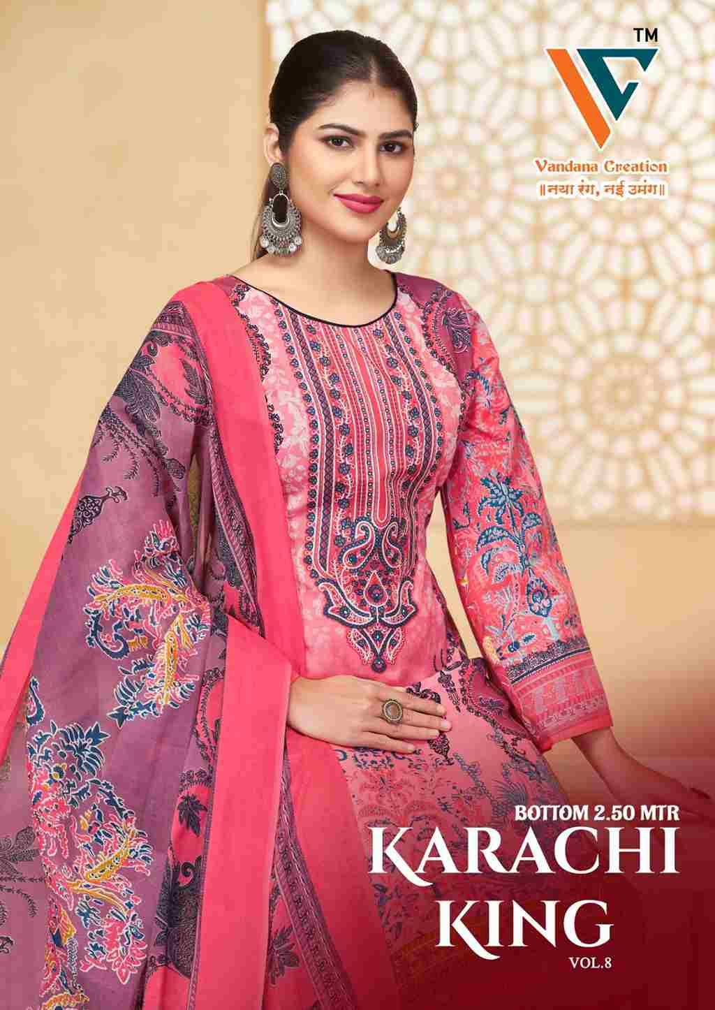 Karachi King Vol-8 By Vandana 8001 To 8008 Series Beautiful Festive Suits Stylish Fancy Colorful Casual Wear & Ethnic Wear Cotton Print Dresses At Wholesale Price