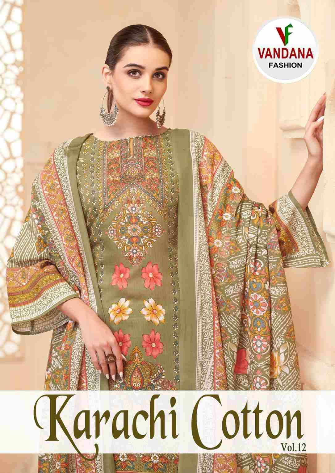 Karachi Cotton Vol-12 By Vandana Fashion 1201 To 1208 Series Beautiful Festive Suits Stylish Fancy Colorful Casual Wear & Ethnic Wear Cotton Print Dresses At Wholesale Price