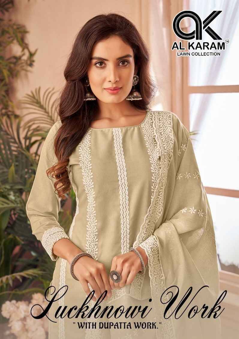 Lucknowi Work By Al Karam Lawn Collection 1001 To 1004 Series Beautiful Pakistani Suits Stylish Fancy Colorful Casual Wear & Ethnic Wear Pure Cotton Print Dresses At Wholesale Price