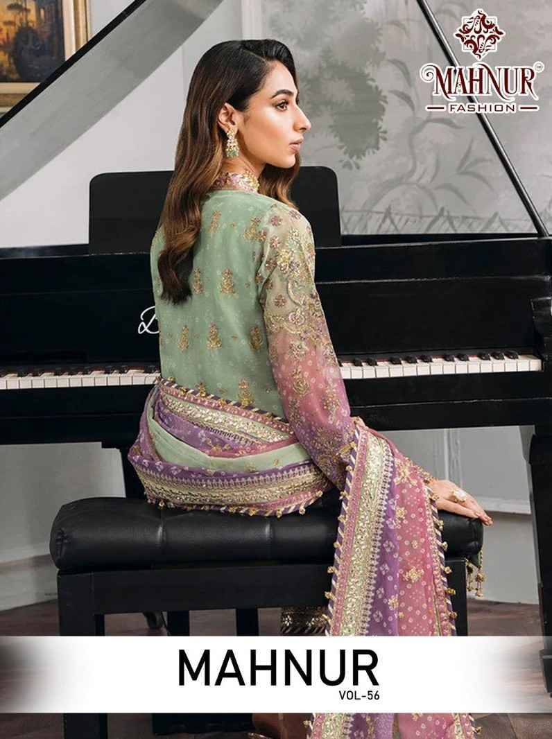 Mahnur Vol-56 By Mahnur Fashion 56001 To 56002 Series Beautiful Pakistani Suits Colorful Stylish Fancy Casual Wear & Ethnic Wear Faux Dresses At Wholesale Price