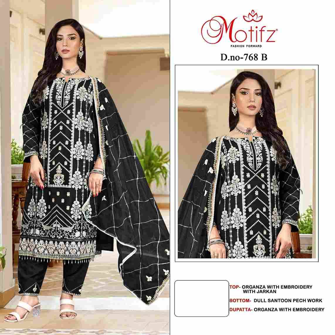 Motifz Hit Design 768 Colours By Motifz 768-A To 768-D Series Beautiful Pakistani Suits Colorful Stylish Fancy Casual Wear & Ethnic Wear Organza Dresses At Wholesale Price