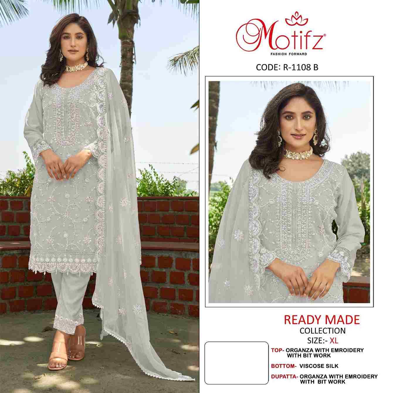 Motifz Hit Design 1108 Colours By Motifz 1108-A To 1108-D Series Beautiful Pakistani Suits Colorful Stylish Fancy Casual Wear & Ethnic Wear Organza Dresses At Wholesale Price