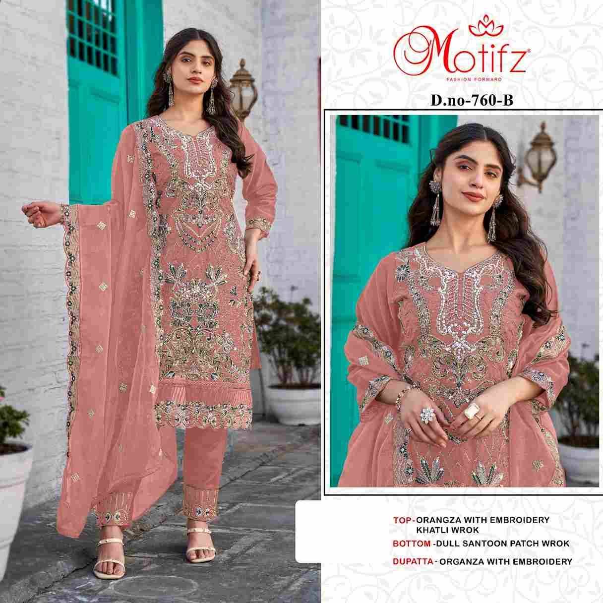 Motifz Hit Design 760 Colours By Motifz 760-A To 760-D Series Beautiful Pakistani Suits Colorful Stylish Fancy Casual Wear & Ethnic Wear Organza Dresses At Wholesale Price