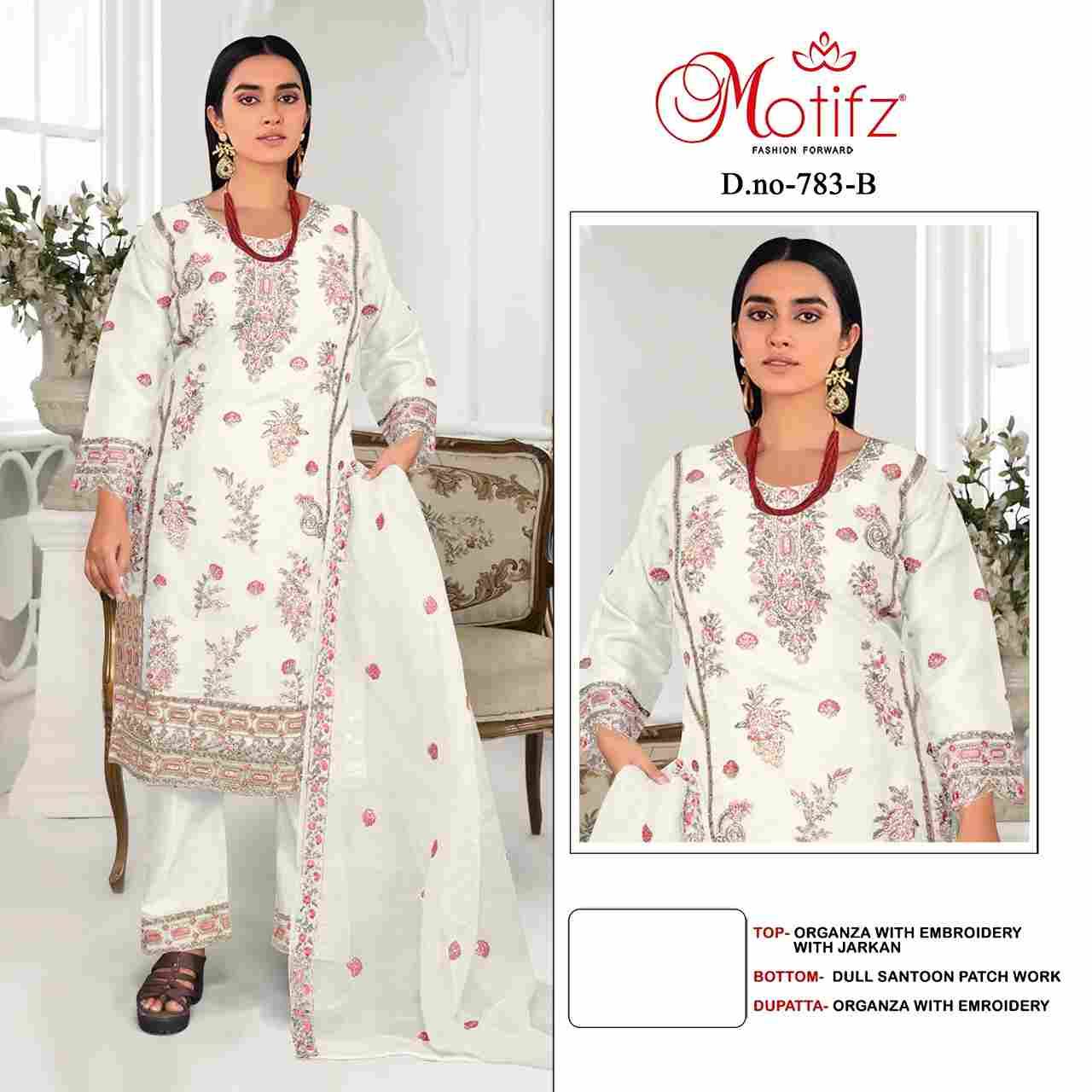 Motifz Hit Design 783 Colours By Motifz 783-A To 783-D Series Beautiful Pakistani Suits Colorful Stylish Fancy Casual Wear & Ethnic Wear Organza Dresses At Wholesale Price