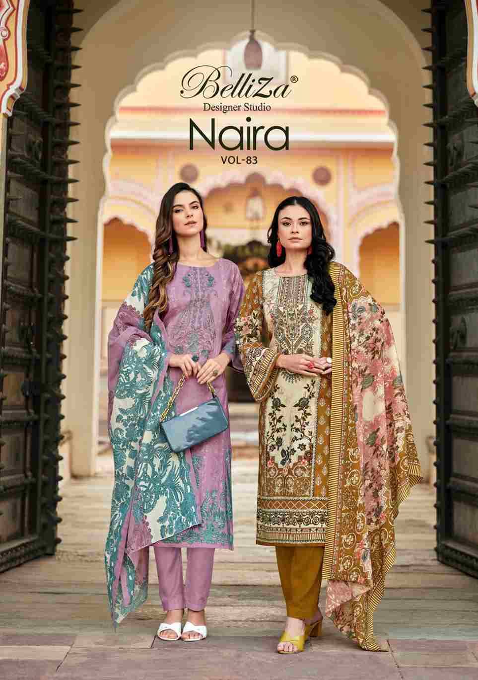 Naira Vol-83 By Belliza 1004-001 To 1004-008 Series Beautiful Festive Suits Stylish Fancy Colorful Casual Wear & Ethnic Wear Pure Cotton Print Dresses At Wholesale Price