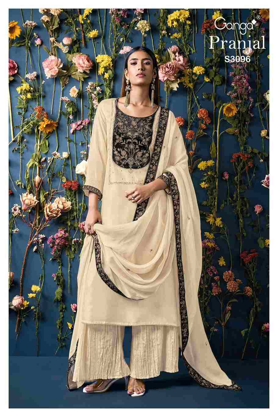 Pranjal-3096 By Ganga Fashion 3096-A To 3096-B Series Beautiful Festive Suits Colorful Stylish Fancy Casual Wear & Ethnic Wear Pure Bemberg Silk Dresses At Wholesale Price