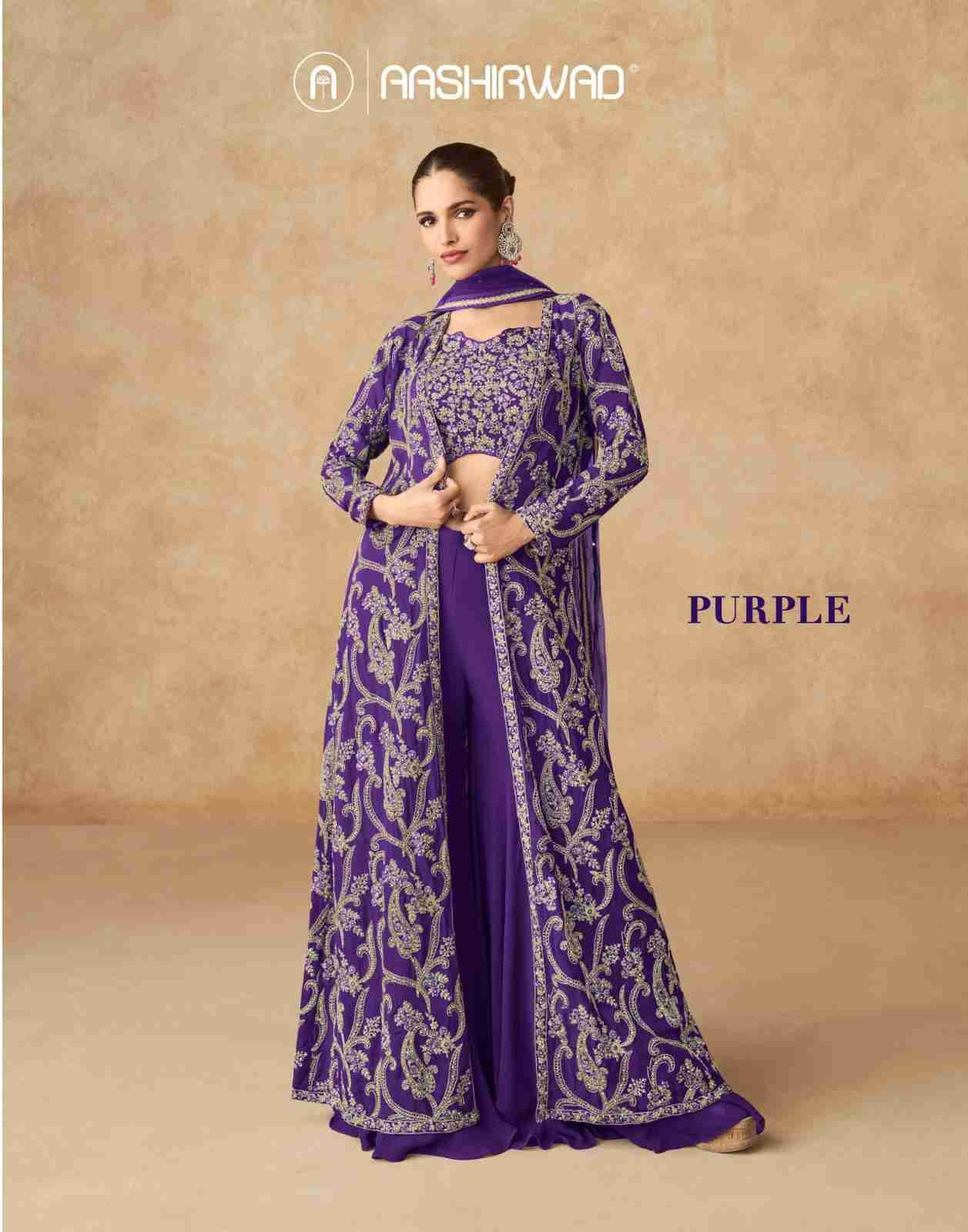 Purple By Aashirwad Creation 10114 To 10116 Series Designer Stylish Fancy Colorful Beautiful Party Wear & Ethnic Wear Collection Georgette Dresses With Jackets At Wholesale Price