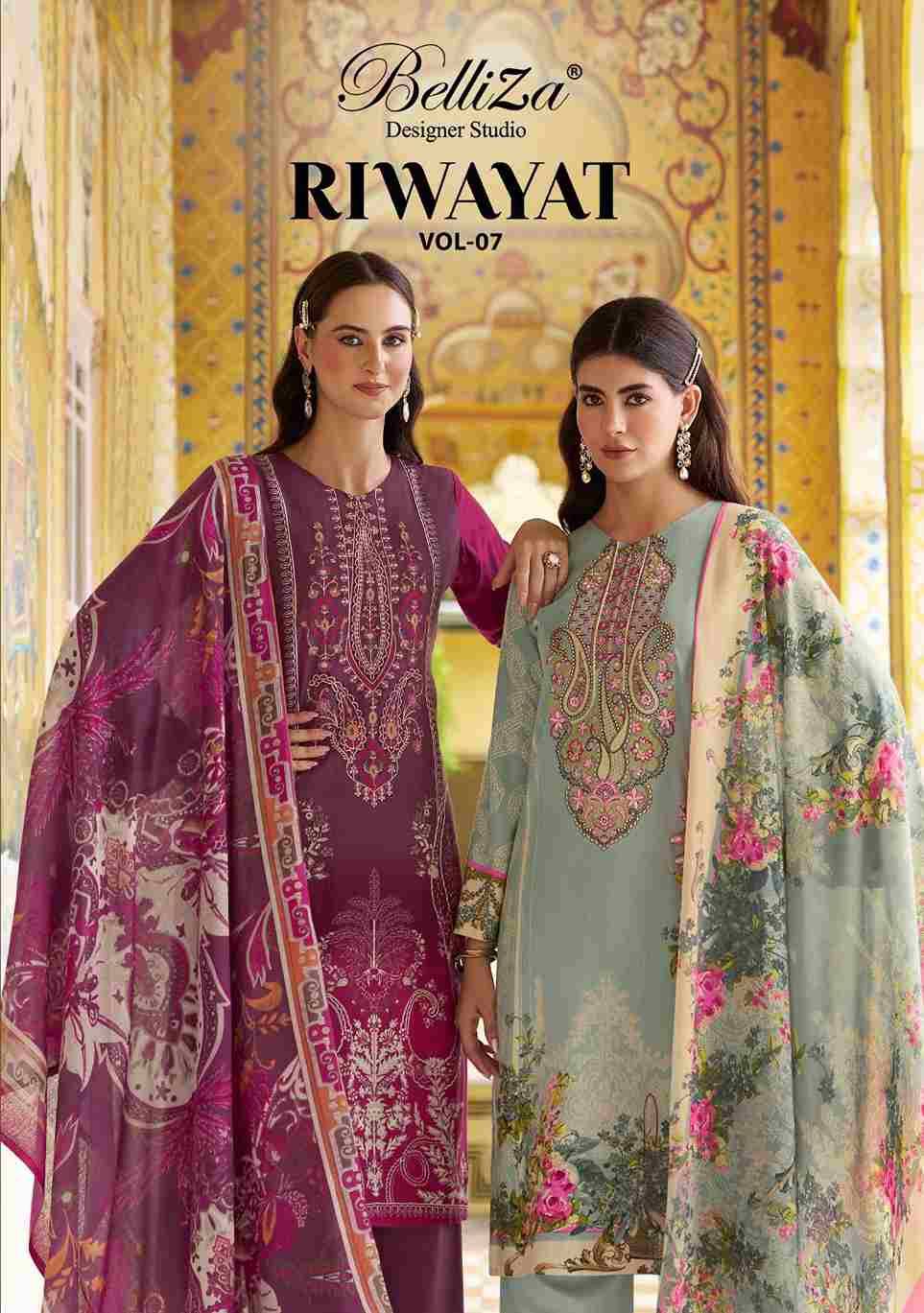 Riwayat Vol-7 By Belliza 996-001 To 996-008 Series Beautiful Festive Suits Stylish Fancy Colorful Casual Wear & Ethnic Wear Pure Viscose Rayon Print Dresses At Wholesale Price