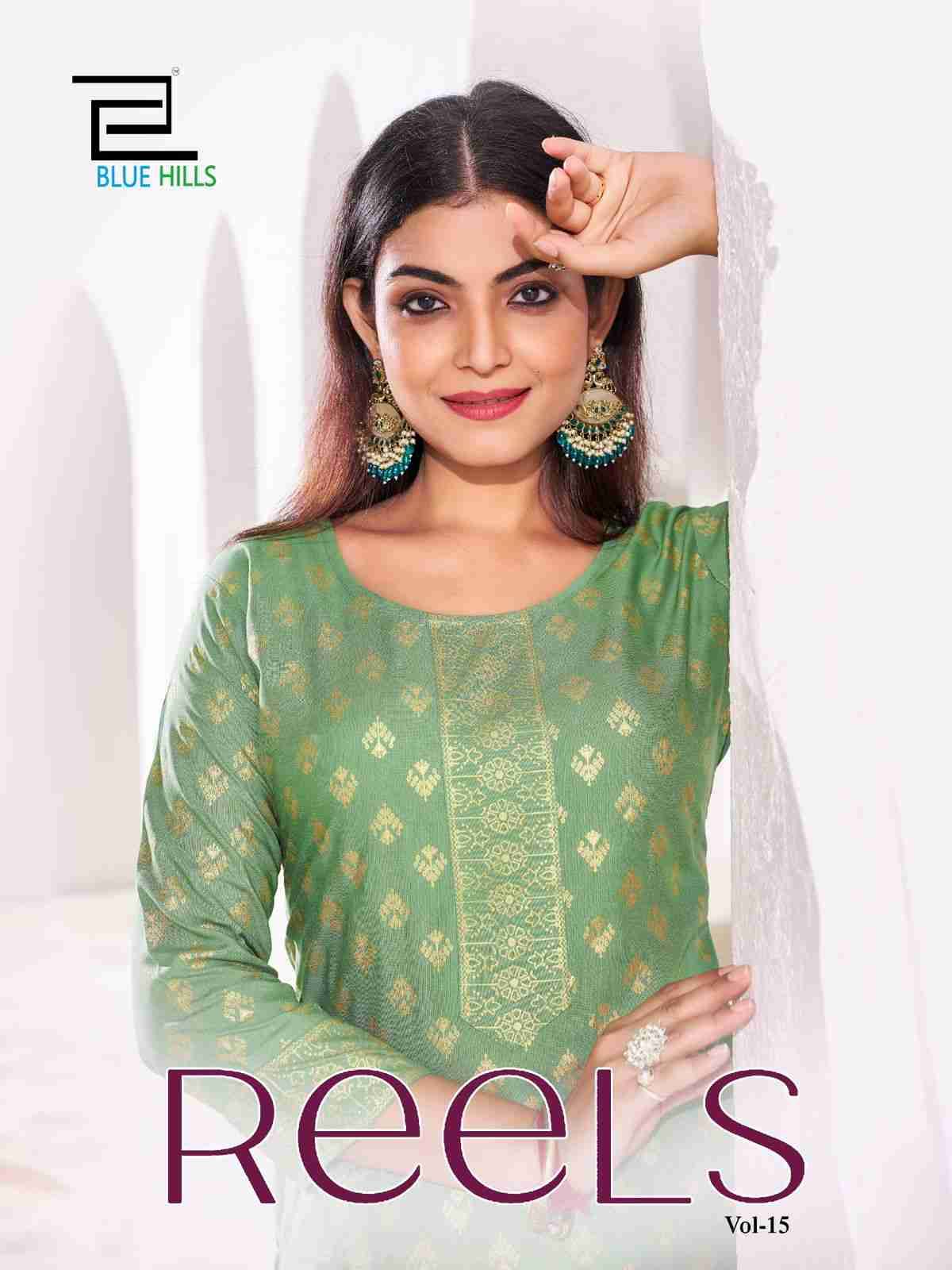 Reels Vol-15 By Blue Hills 1501 To 1506 Series Designer Stylish Fancy Colorful Beautiful Party Wear & Ethnic Wear Collection Rayon Print Kurtis With Bottom At Wholesale Price