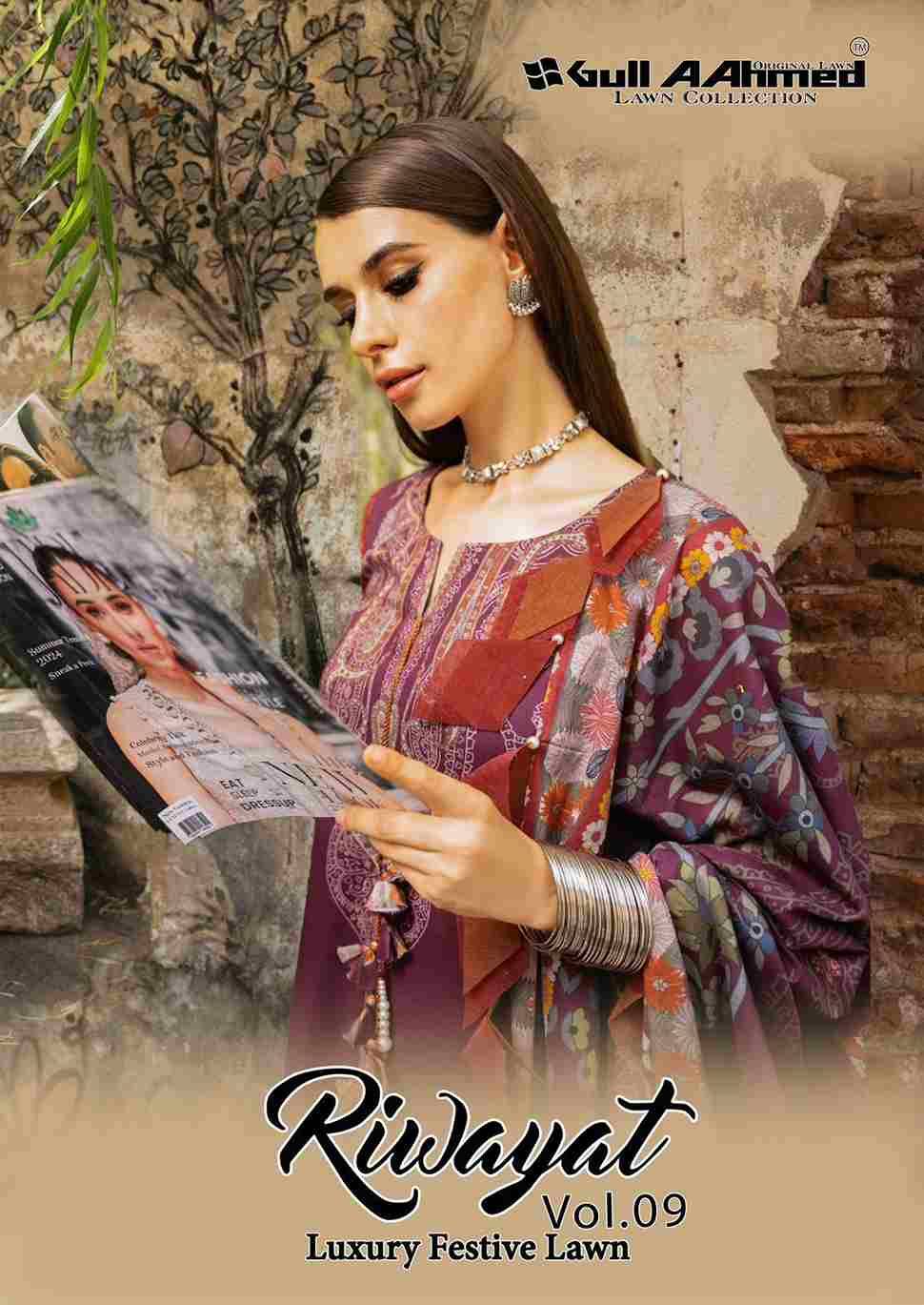 Riwayat Vol-9 By Gull Aahmed 9001 To 9006 Series Beautiful Festive Suits Stylish Fancy Colorful Casual Wear & Ethnic Wear Pure Lawn Embroidered Dresses At Wholesale Price