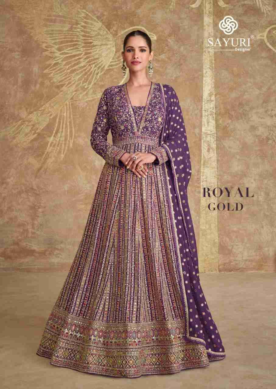 Royal Gold By Sayuri 5652-A To 5652-C Series Designer Stylish Fancy Colorful Beautiful Party Wear & Ethnic Wear Collection Georgette Gown With Bottom At Wholesale Price