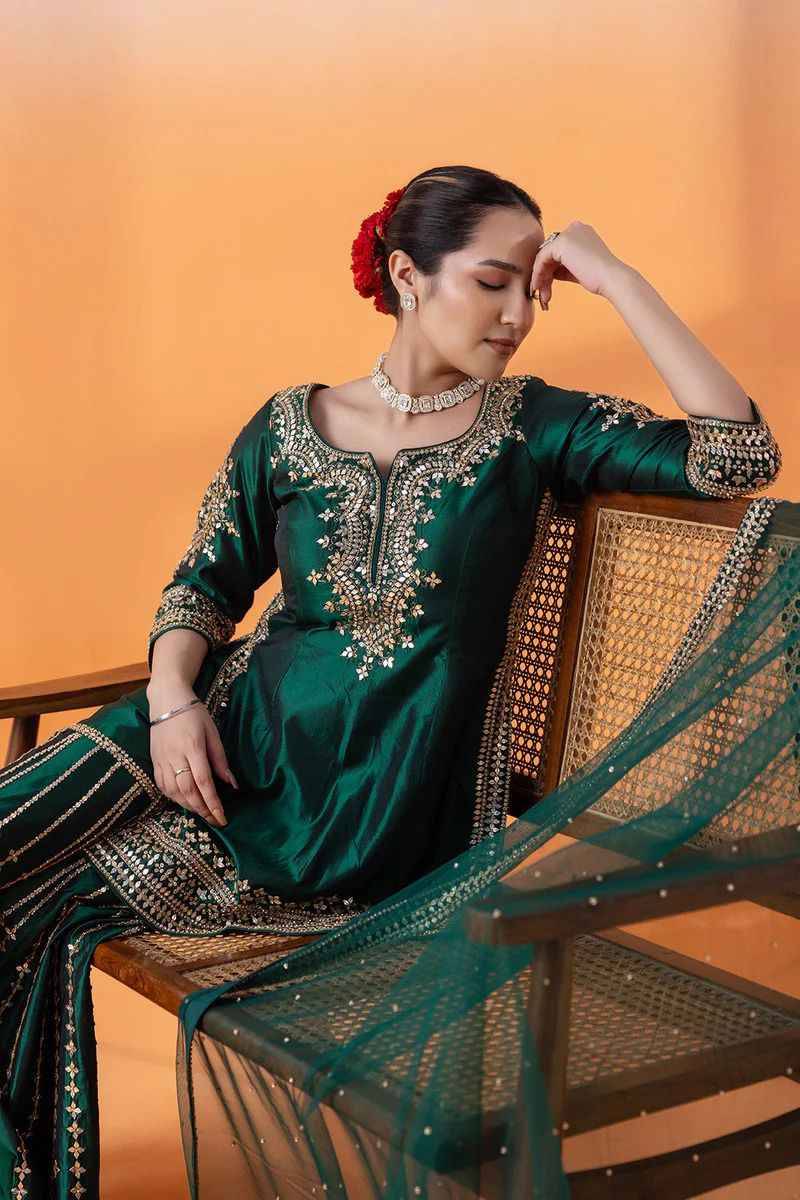 R-5798 By Fashid Wholesale Sharara Beautiful Stylish Fancy Colorful Casual Wear & Ethnic Wear Chinnon Silk Dresses At Wholesale Price