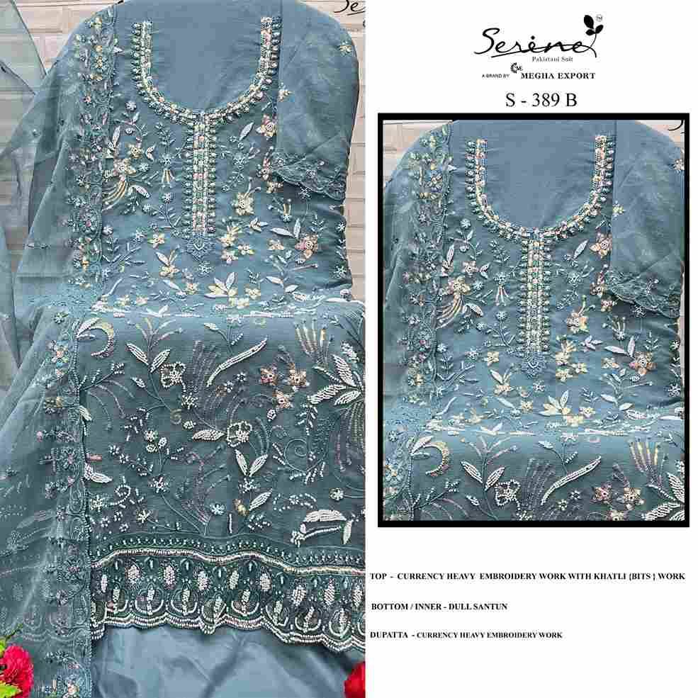 Serene Hit Design S-389 Colours By Serene S-389-A To S-389-D Series Designer Pakistani Suits Beautiful Fancy Colorful Stylish Party Wear & Occasional Wear Currency Embroidered Dresses At Wholesale Price