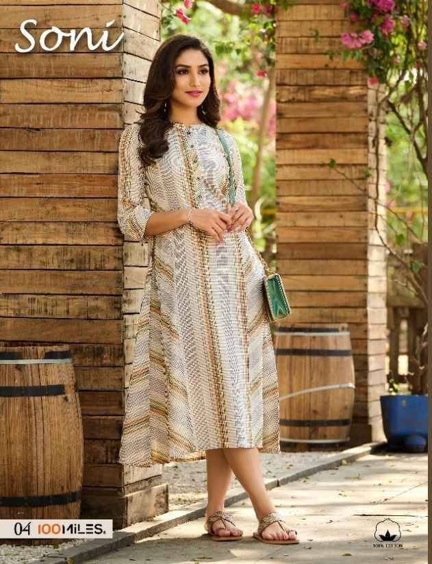 Soni By 100 Miles 01 To 04 Series Designer Stylish Fancy Colorful Beautiful Party Wear & Ethnic Wear Collection Cotton Kurtis At Wholesale Price