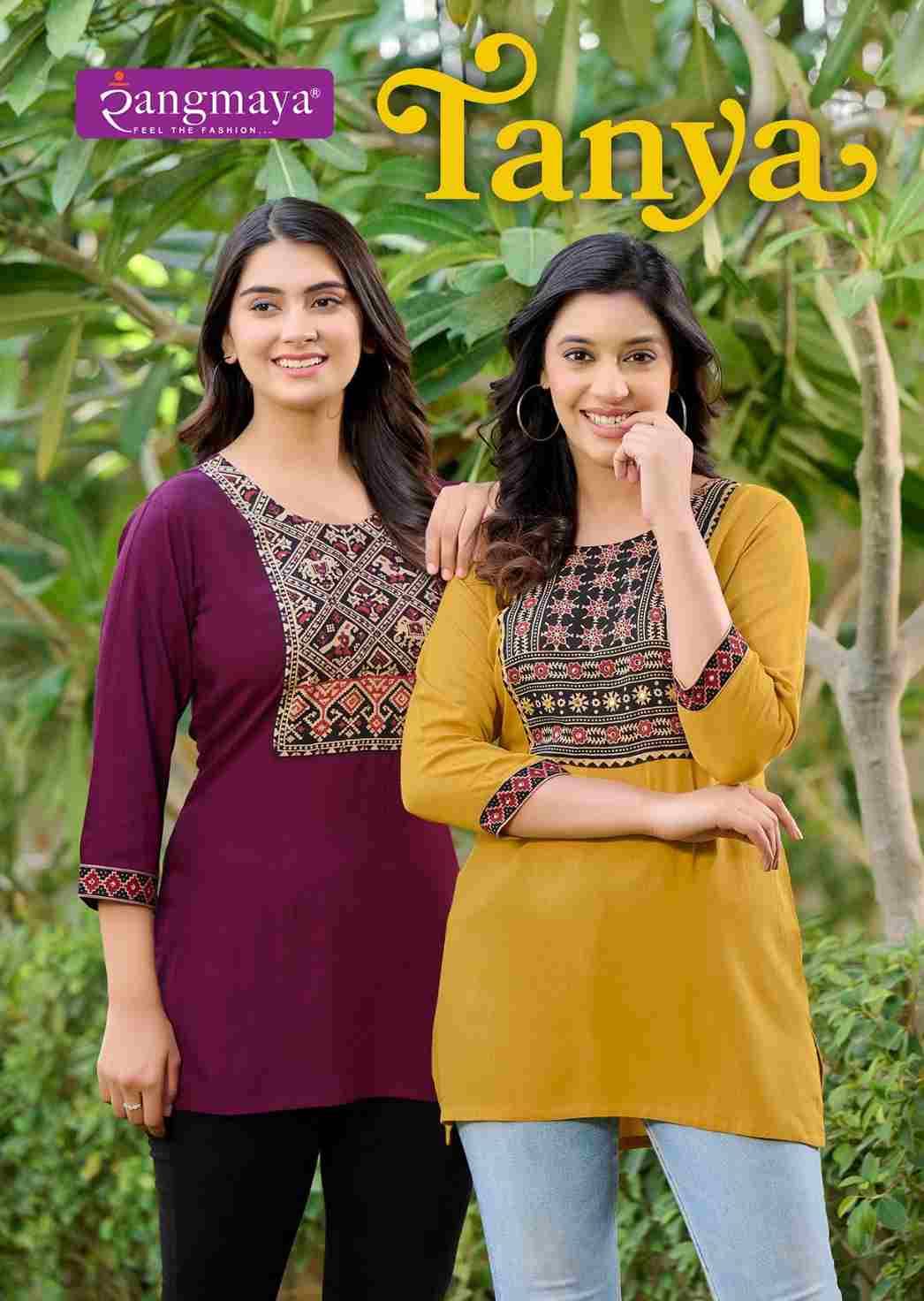 Tanya By Rangmaya 101 To 108 Series Designer Stylish Fancy Colorful Beautiful Party Wear & Ethnic Wear Collection Heavy Rayon Tops At Wholesale Price