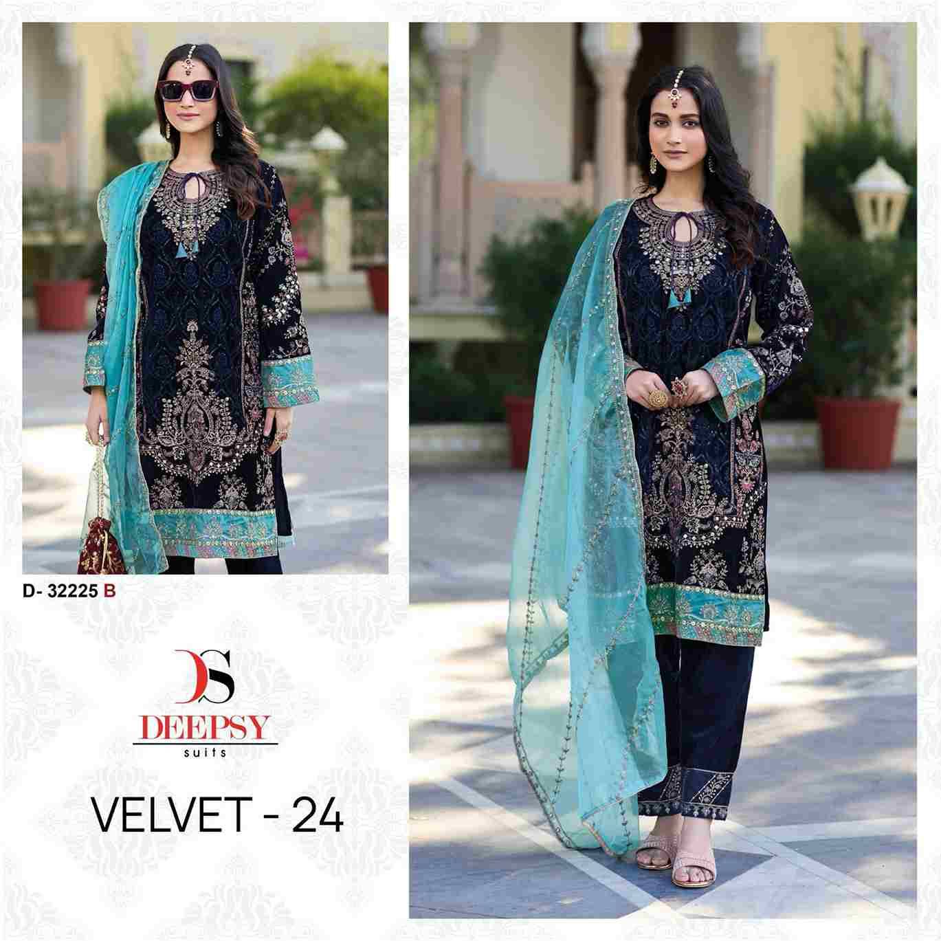 Velvet 32225 Colours By Deepsy Suits 32225-A To 32225-D Series Beautiful Stylish Pakistani Suits Fancy Colorful Casual Wear & Ethnic Wear & Ready To Wear Heavy Velvet Embroidery Dresses At Wholesale Price