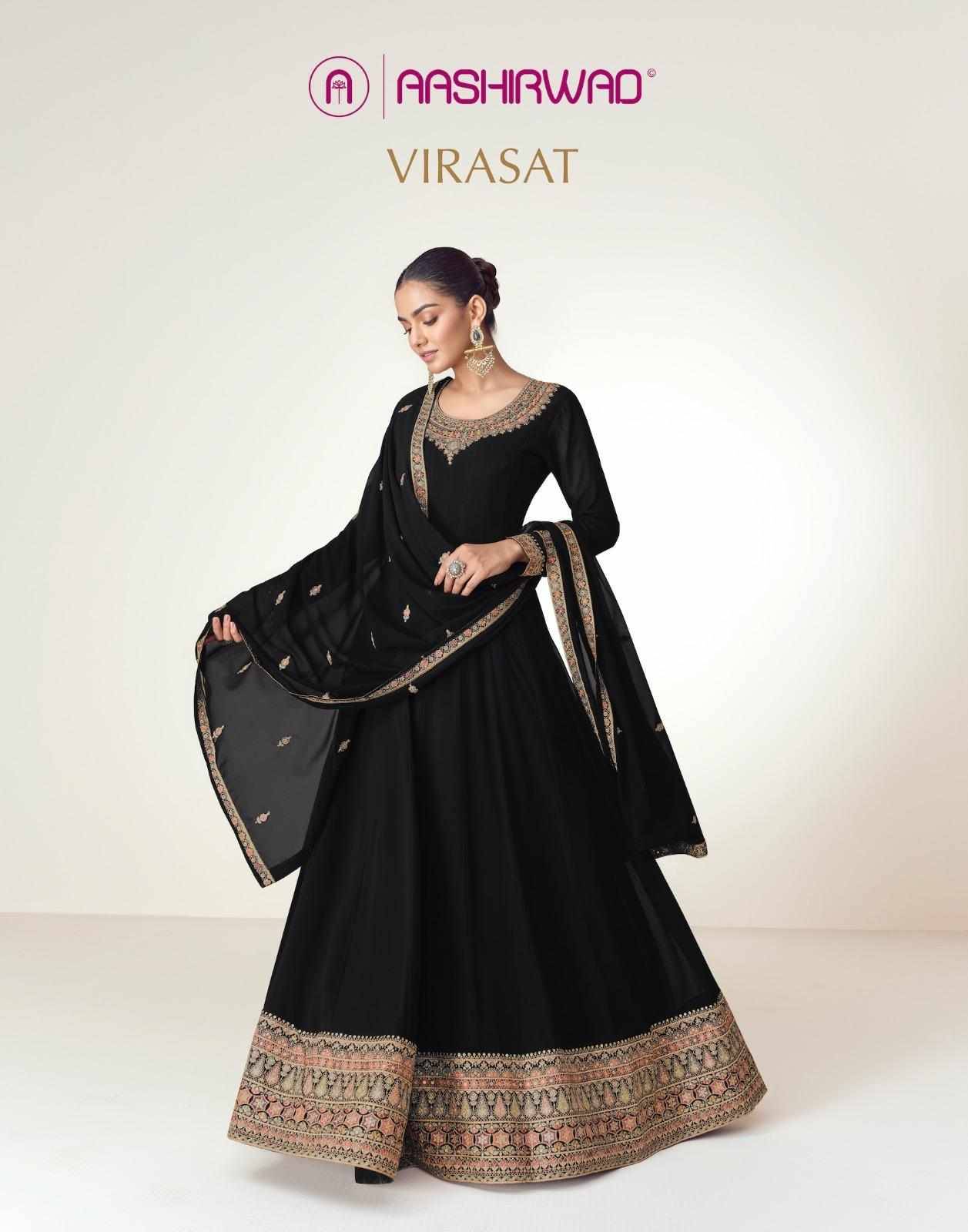 Virasat By Aashirwad Creation 10128 To 10131 Series Designer Stylish Fancy Colorful Beautiful Party Wear & Ethnic Wear Collection Georgette Gown With Dupatta At Wholesale Price