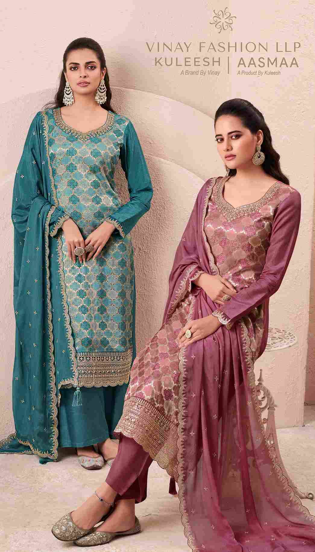 Aasmaa By Vinay Fashion 71521 To 71524 Series Designer Festive Suits Collection Beautiful Stylish Fancy Colorful Party Wear & Occasional Wear Silk Jacquard Dresses At Wholesale Price