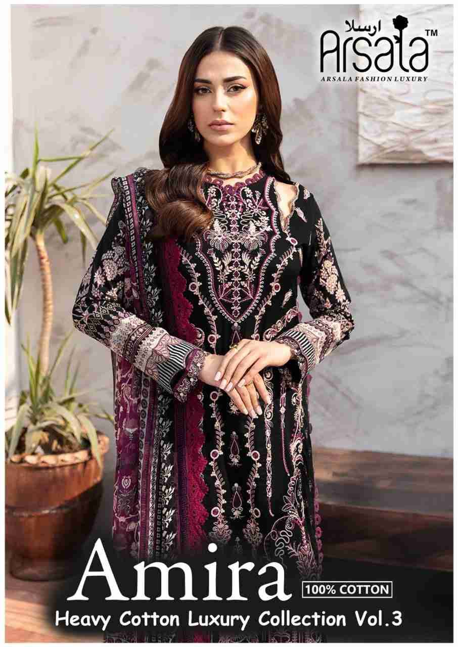 Amira Vol-3 By Arsala 301 To 306 Series Beautiful Festive Suits Stylish Fancy Colorful Casual Wear & Ethnic Wear Pure Lawn Cotton Print Dresses At Wholesale Price