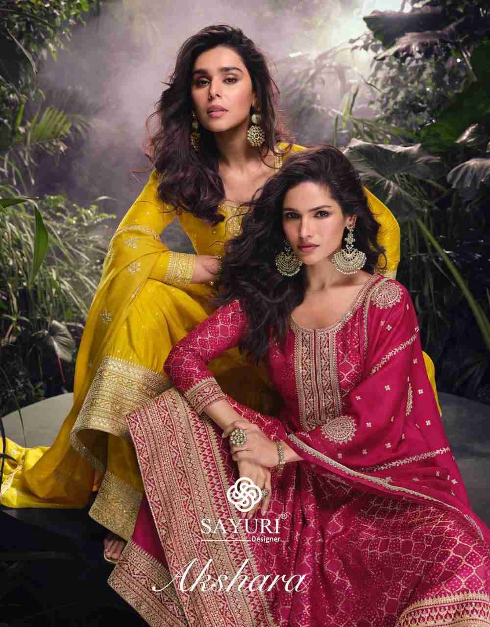 Akshara By Sayuri 5717 To 5719 Series Beautiful Sharara Suits Colorful Stylish Fancy Casual Wear & Ethnic Wear Premium Viscose Jacquard Silk Dresses At Wholesale Price