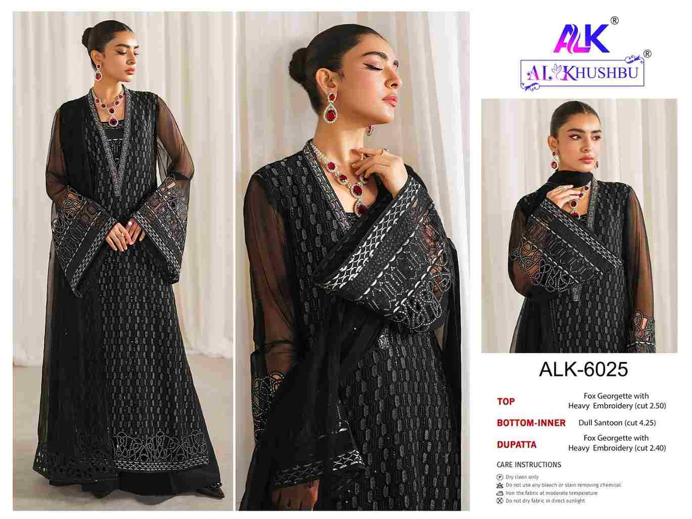 Al Khushbu Hit Design 6025 By Al Khushbu Beautiful Pakistani Suits Colorful Stylish Fancy Casual Wear & Ethnic Wear Faux Georgette Embroidered Dresses At Wholesale Price