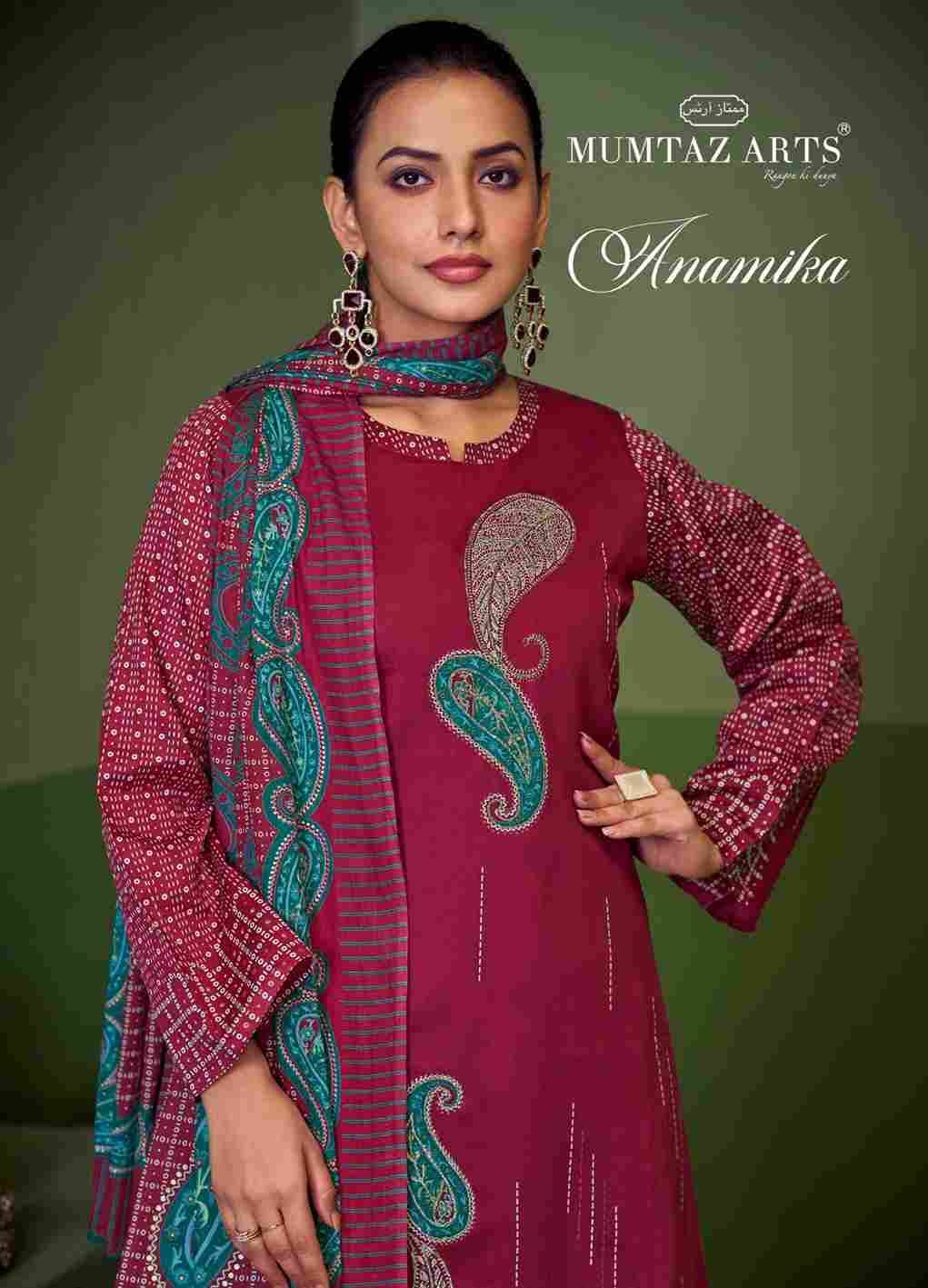 Anamika By Mumtaz Arts 11001 To 11004 Series Beautiful Festive Suits Colorful Stylish Fancy Casual Wear & Ethnic Wear Pure Jam Satin Print With Work Dresses At Wholesale Price