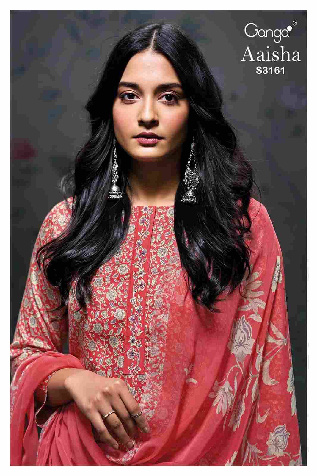 Aaisha-3161 By Ganga Fashion 3161-A To 3161-D Series Beautiful Festive Suits Colorful Stylish Fancy Casual Wear & Ethnic Wear Cotton Satin Dresses At Wholesale Price