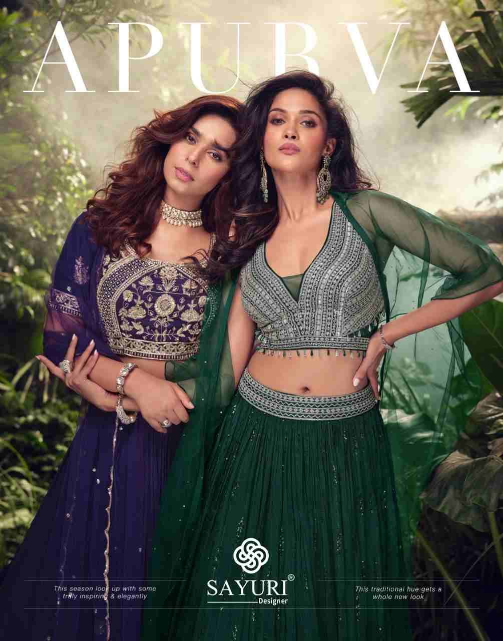 Apurva By Sayuri 5735 To 5737 Series Designer Beautiful Wedding Collection Occasional Wear & Party Wear Chinnon Silk Lehengas At Wholesale Price