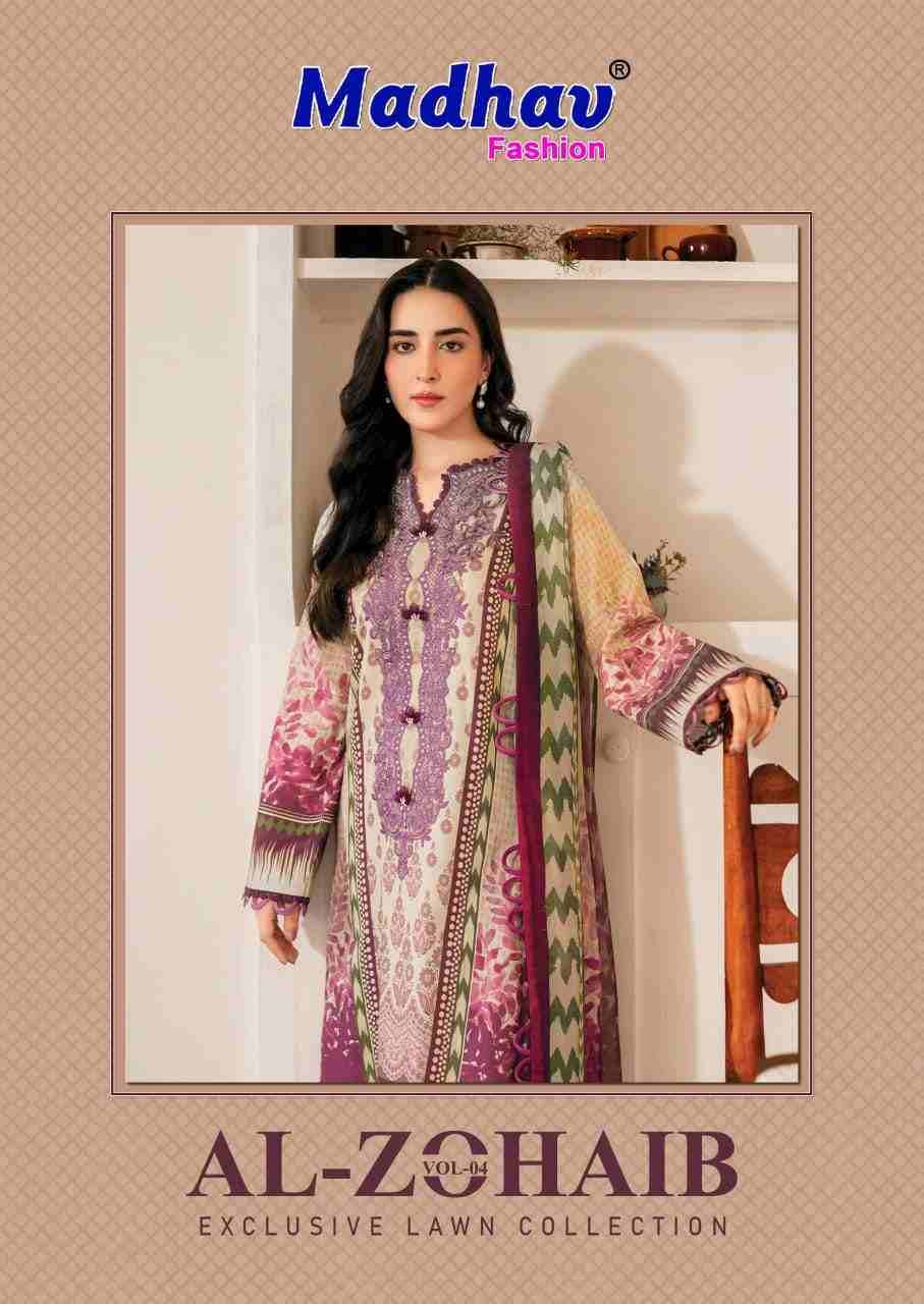 Al-Zohaib Vol-4 By Madhav Fashion 4001 To 4006 Series Beautiful Festive Suits Colorful Stylish Fancy Casual Wear & Ethnic Wear Pure Lawn Cotton Embroidered Dresses At Wholesale Price