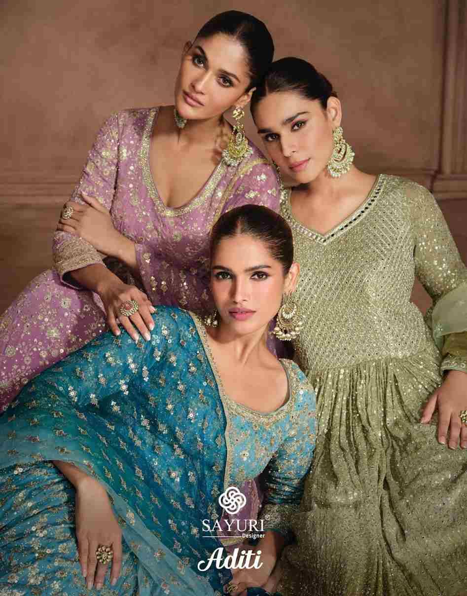 Aditi By Sayuri 5687 To 5689 Series Designer Stylish Fancy Colorful Beautiful Party Wear & Ethnic Wear Collection Georgette Gown With Bottom At Wholesale Price