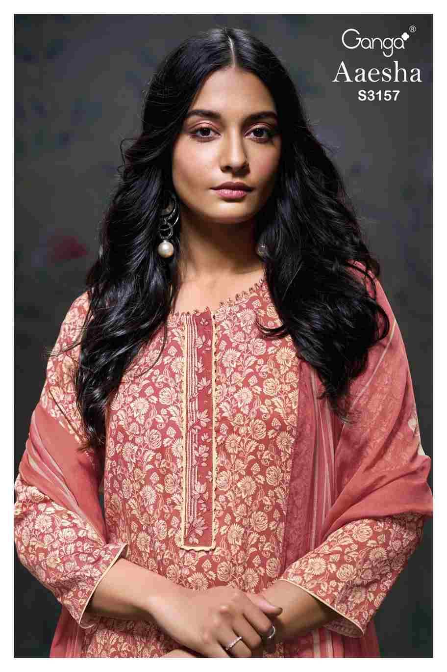 Aaesha-3157 By Ganga Fashion 3157-A To 3157-D Series Beautiful Festive Suits Colorful Stylish Fancy Casual Wear & Ethnic Wear Pure Cotton Satin Print Dresses At Wholesale Price