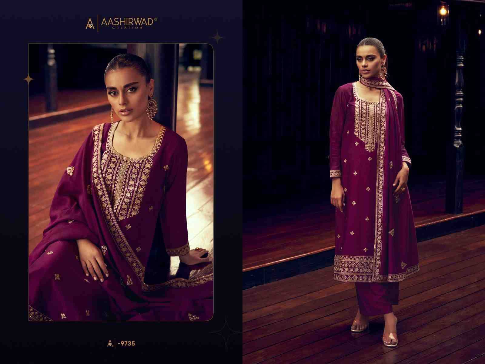 Aashirwad Hit Design 9735 By Aashirwad Creation Beautiful Stylish Festive Suits Fancy Colorful Casual Wear & Ethnic Wear & Ready To Wear Premium Silk Dresses At Wholesale Price