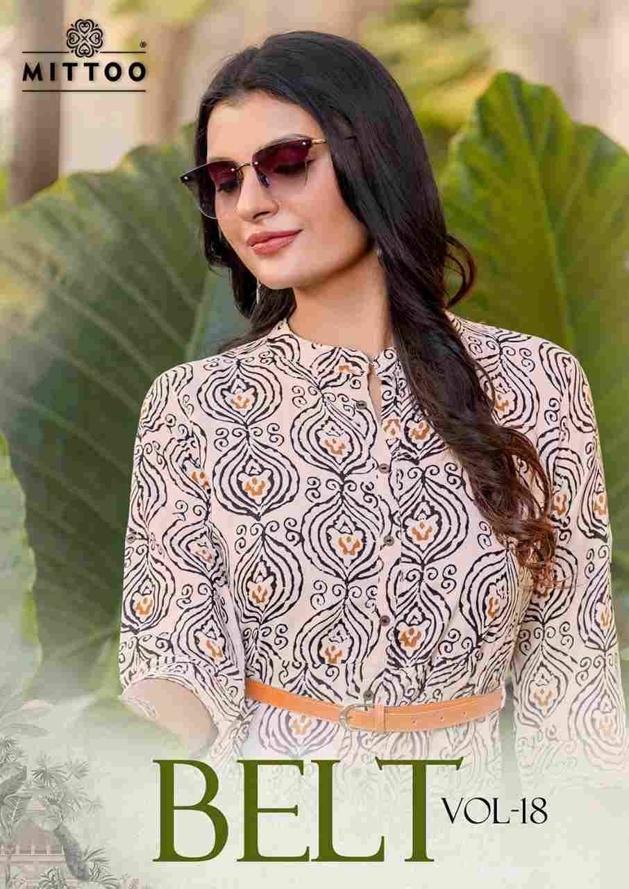 Belt Vol-18 By Mittoo 1425 To 1430 Series Designer Stylish Fancy Colorful Beautiful Party Wear & Ethnic Wear Collection Rayon Print Kurtis At Wholesale Price