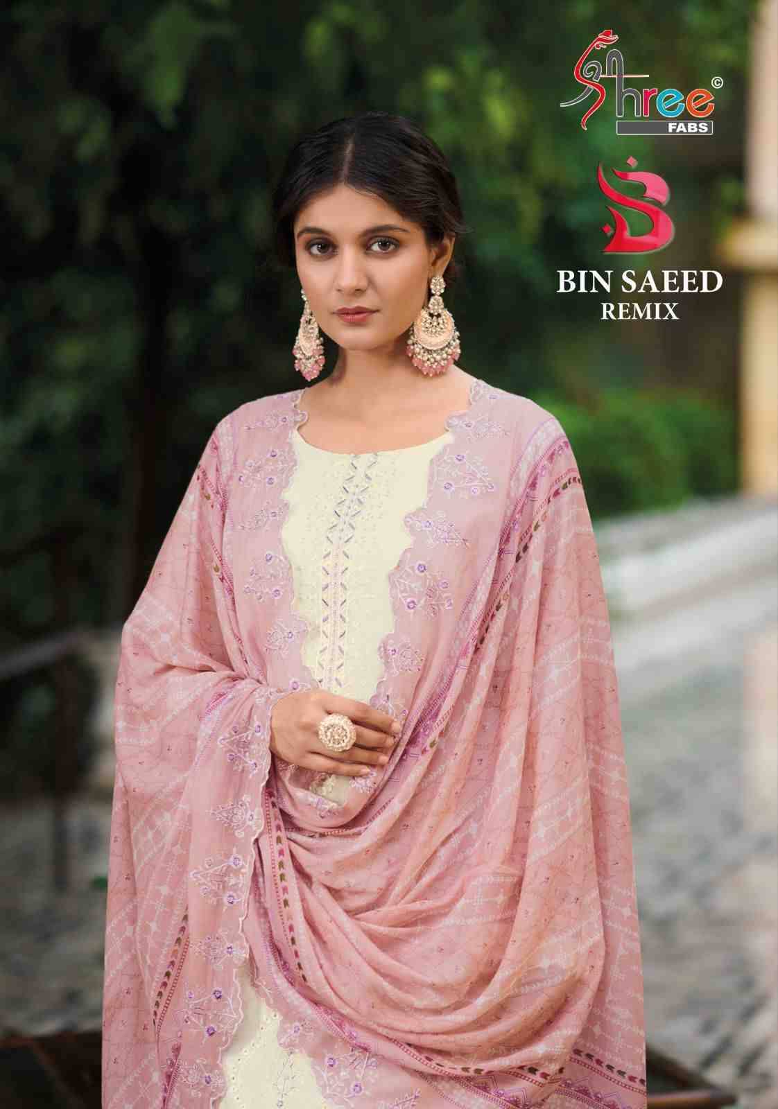 Bin Saeed Remix By Shree Fabs 1005-A To 1005-D Series Beautiful Pakistani Suits Stylish Fancy Colorful Party Wear & Occasional Wear Pure Cotton Embroidered Dresses At Wholesale Price