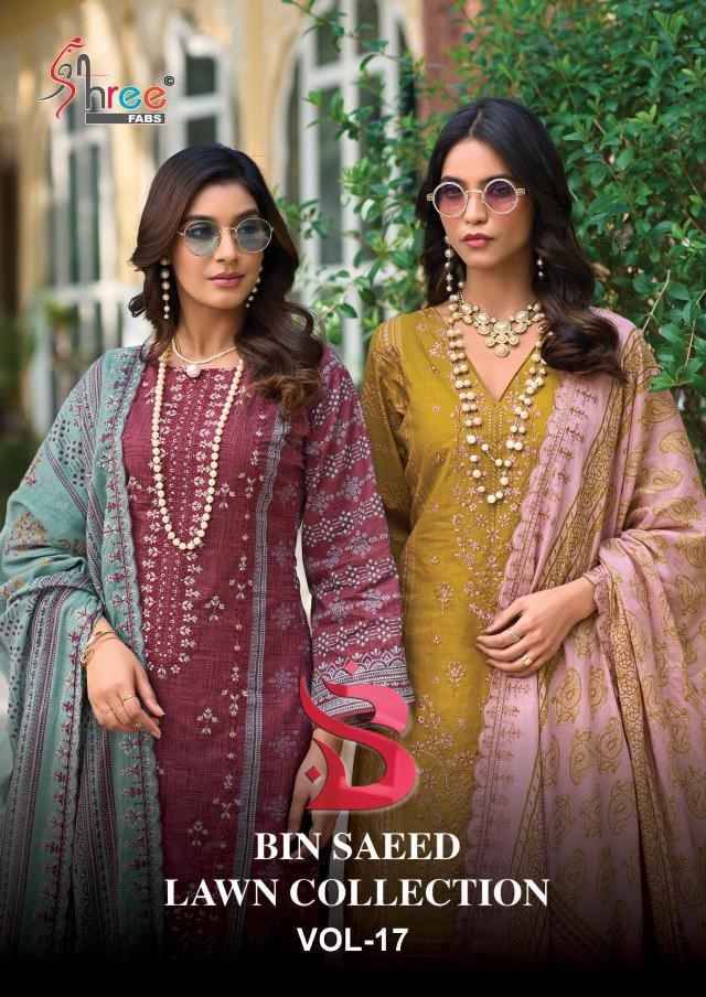 Bin Saeed Lawn Collection Vol-17 By Shree Fabs 1701 To 1706 Series Beautiful Pakistani Suits Colorful Stylish Fancy Casual Wear & Ethnic Wear Pure Cotton With Embroidered Dresses At Wholesale Price