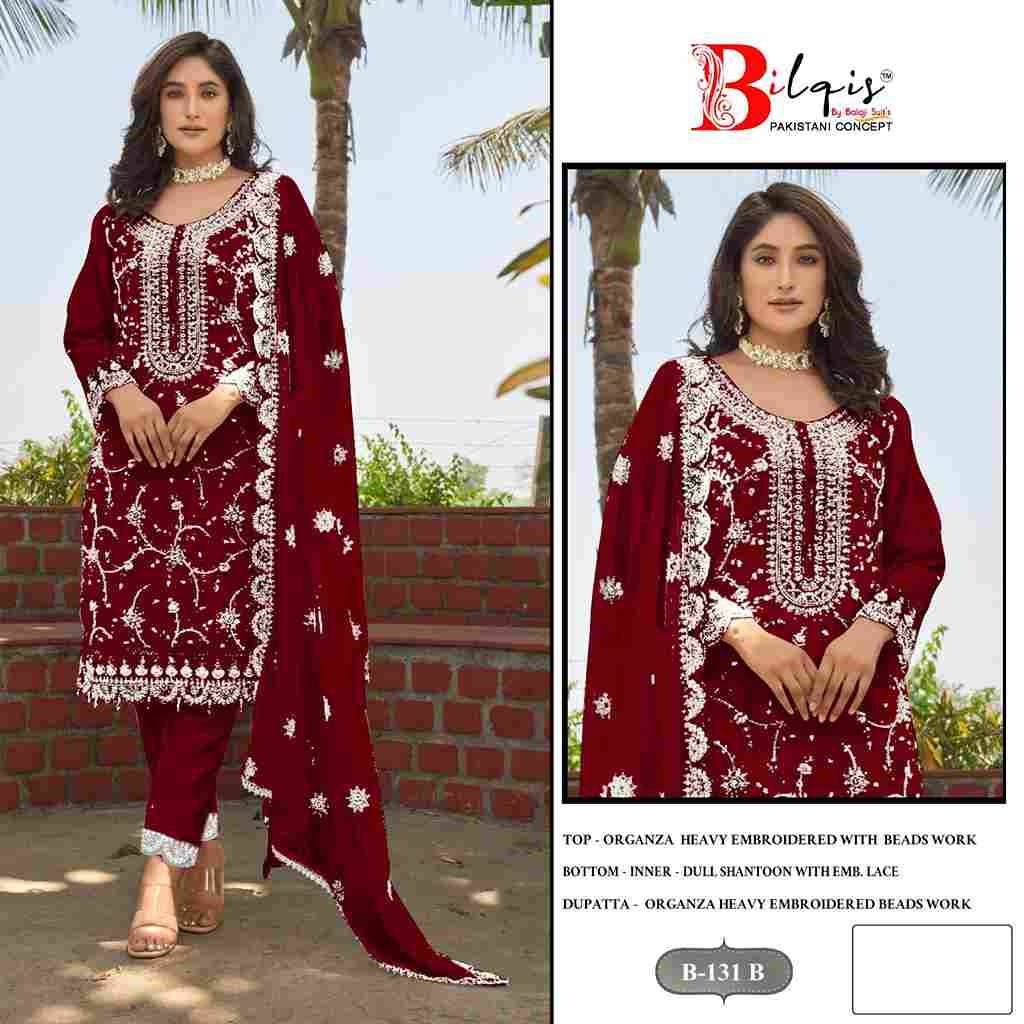 Bilqis 131 Colours By Bilqis 131-A To 131-D Series Beautiful Pakistani Suits Stylish Fancy Colorful Party Wear & Occasional Wear Organza Embroidery Dresses At Wholesale Price