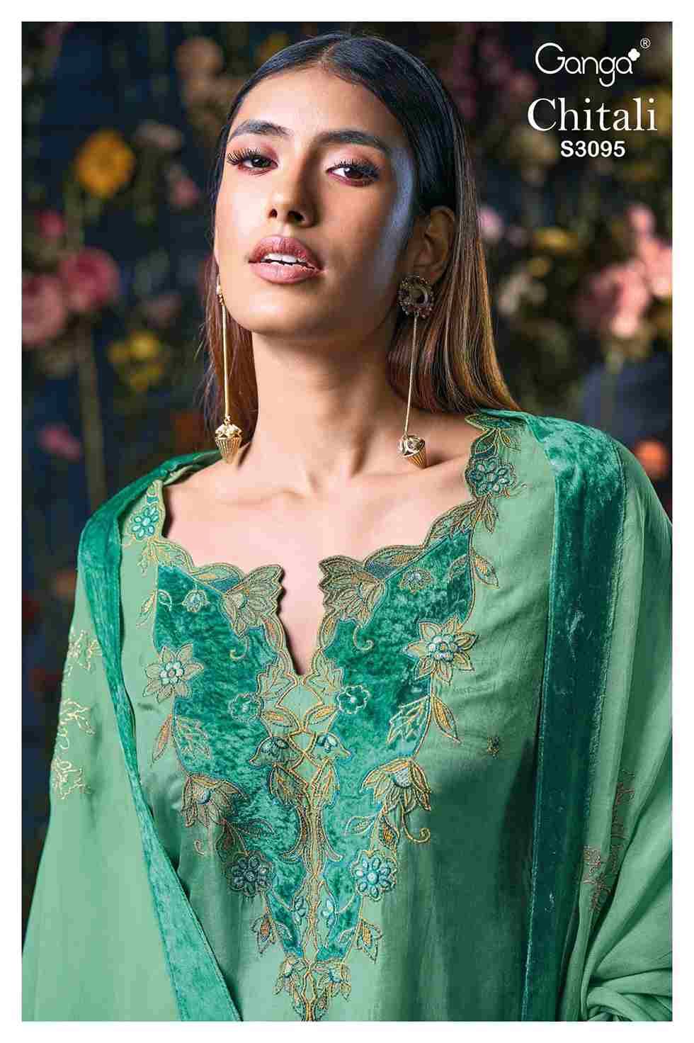 Chitali-3095 By Ganga Fashion 3095-A To 3095-B Series Beautiful Festive Suits Colorful Stylish Fancy Casual Wear & Ethnic Wear Pure Bemberg Silk Dresses At Wholesale Price