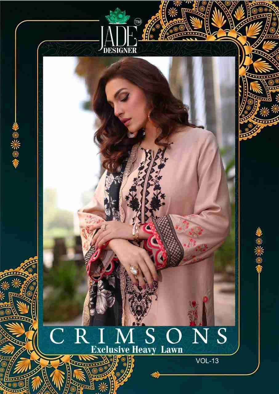 Crimsons Vol-13 By Jade 13001 To 13006 Series Beautiful Festive Suits Colorful Stylish Fancy Casual Wear & Ethnic Wear Pure Lawn Cotton Embroidered Dresses At Wholesale Price