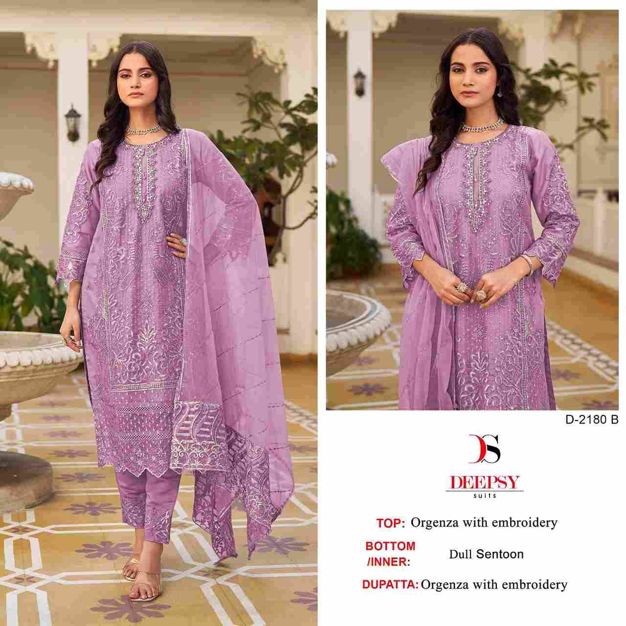 Deepsy Hit Design 2180 Colours By Deepsy Suits 2180-A To 2180-D Series Beautiful Pakistani Suits Colorful Stylish Fancy Casual Wear & Ethnic Wear Organza Embroidered Dresses At Wholesale Price