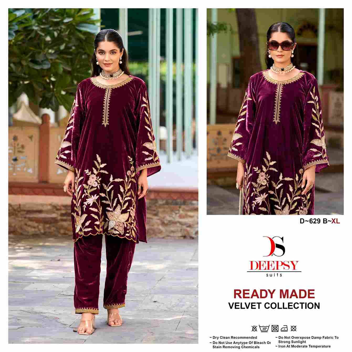 Deepsy Hit Design 629 Colours By Deepsy Suits 629-A To 629-D Series Designer Pakistani Suits Collection Beautiful Stylish Fancy Colorful Party Wear & Occasional Wear Velvet Kurtis With Bottom At Wholesale Price