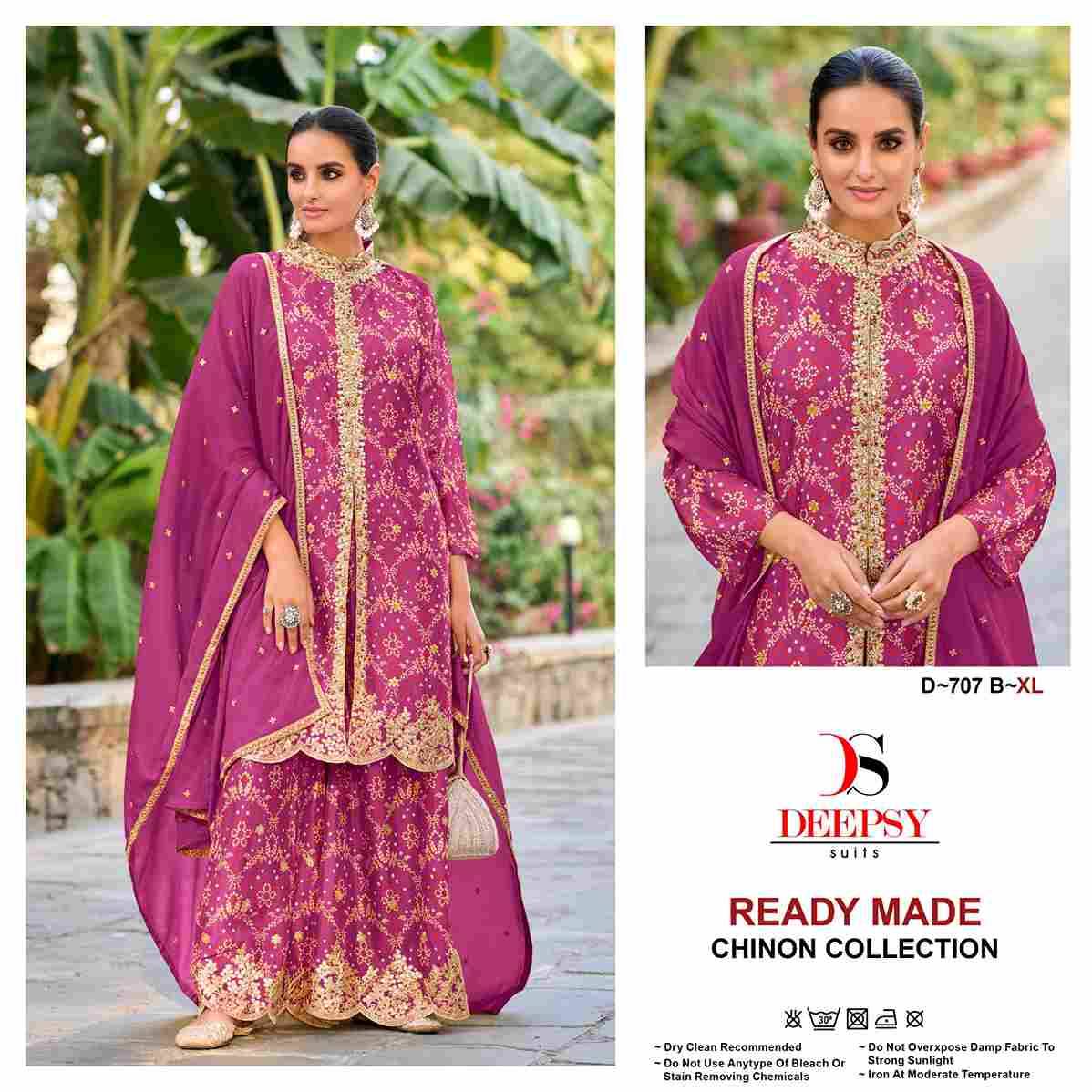 Deepsy Hit Design 707 Colours By Deepsy Suits 707-A To 707-D Series Beautiful Pakistani Suits Colorful Stylish Fancy Casual Wear & Ethnic Wear Pure Chinnon Embroidered Dresses At Wholesale Price