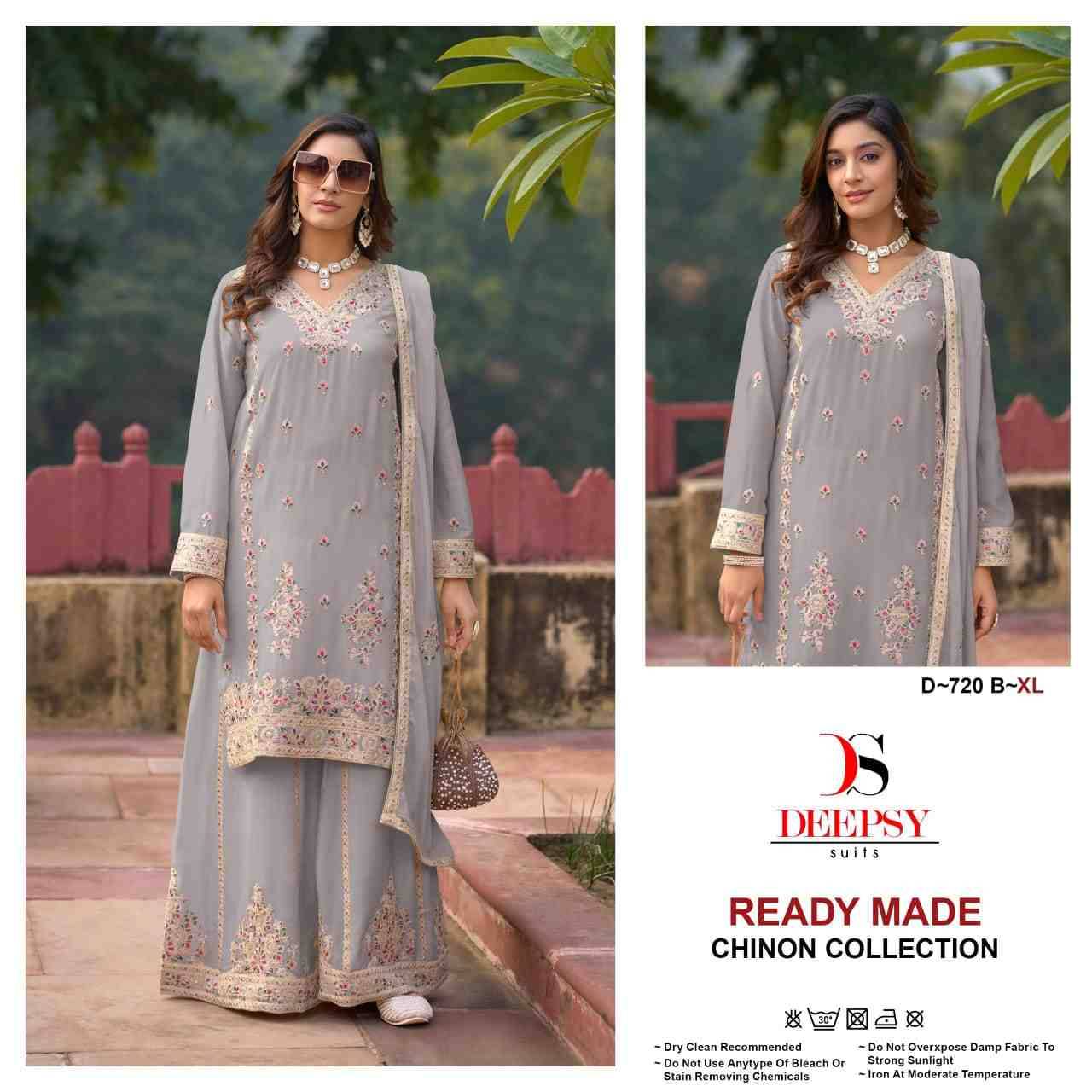 Deepsy Hit Design 720 Colours By Deepsy Suits 720-A To 720-D Series Beautiful Pakistani Suits Colorful Stylish Fancy Casual Wear & Ethnic Wear Pure Chinnon Embroidered Dresses At Wholesale Price