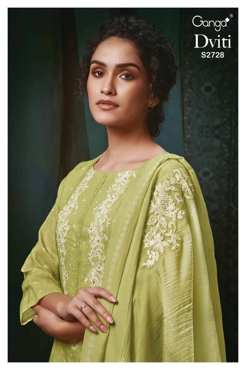 Dviti-2728 By Ganga Fashion 2728-A To 2728-D Series Beautiful Festive Suits Colorful Stylish Fancy Casual Wear & Ethnic Wear Premium Linen Dresses At Wholesale Price