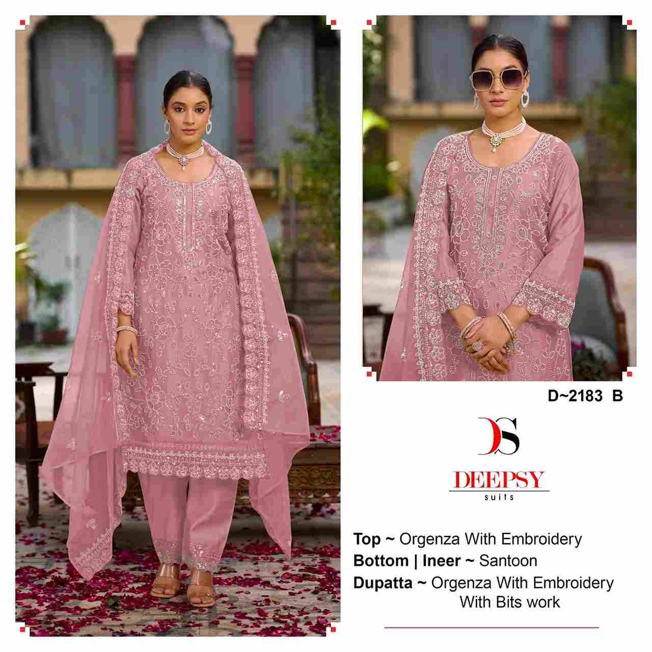 Deepsy Hit Design 2183 Colours By Deepsy Suits 2183-A To 2183-D Series Beautiful Pakistani Suits Colorful Stylish Fancy Casual Wear & Ethnic Wear Organza Embroidered Dresses At Wholesale Price