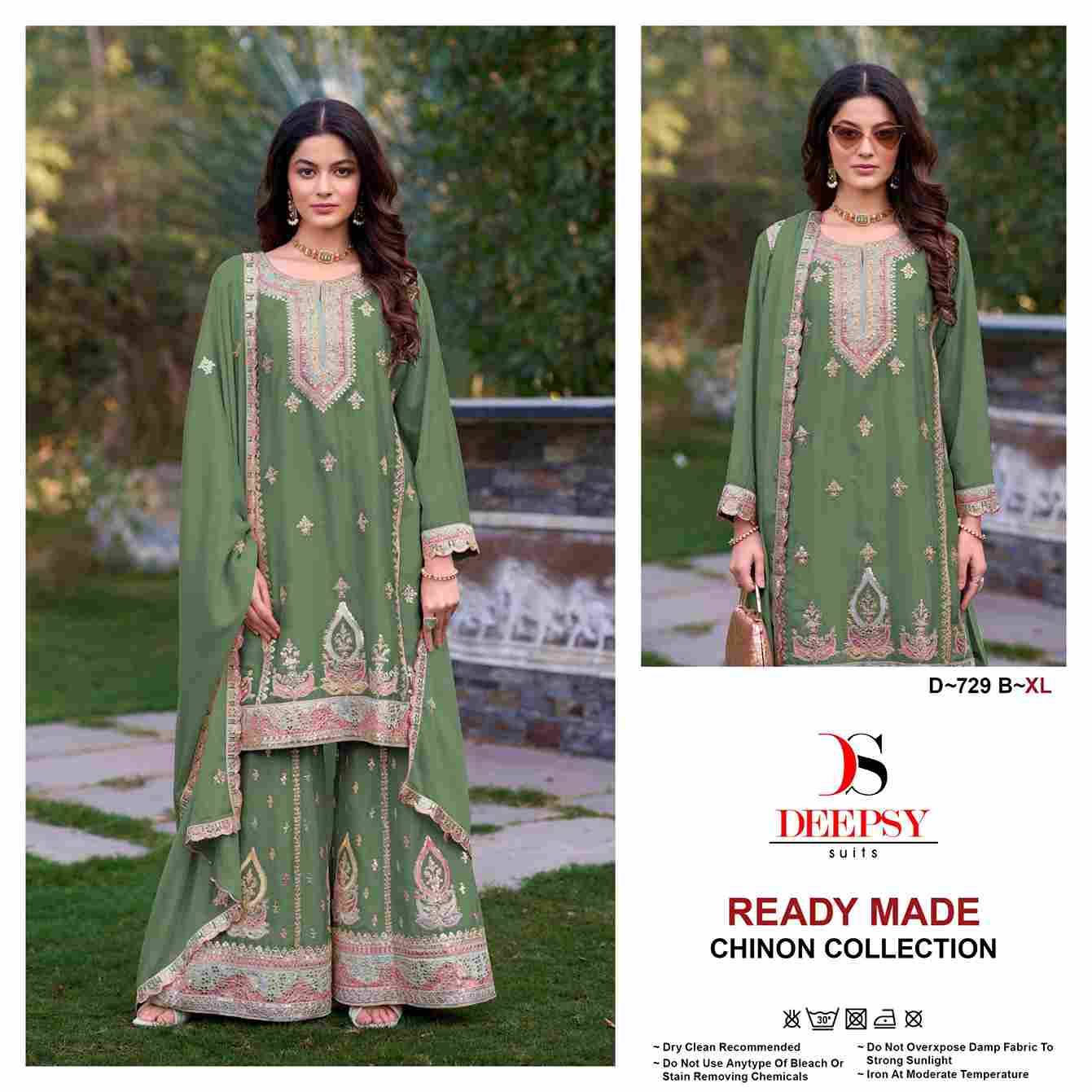 Deepsy Hit Design 729 Colours By Deepsy Suits 729-A To 729-D Series Beautiful Pakistani Suits Colorful Stylish Fancy Casual Wear & Ethnic Wear Pure Chinnon Embroidered Dresses At Wholesale Price