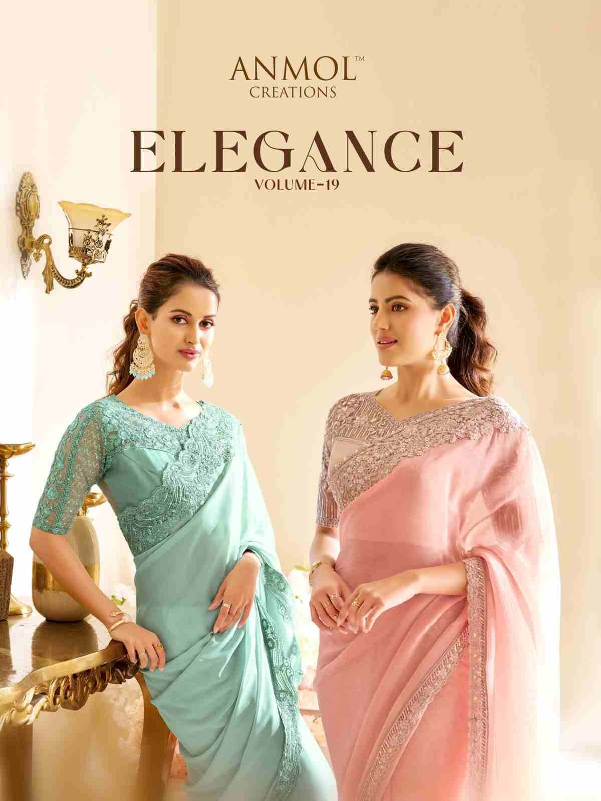 Elegance Vol-19 By Anmol Creation 14001 To 14016 Series Indian Traditional Wear Collection Beautiful Stylish Fancy Colorful Party Wear & Occasional Wear Georgette Sarees At Wholesale Price