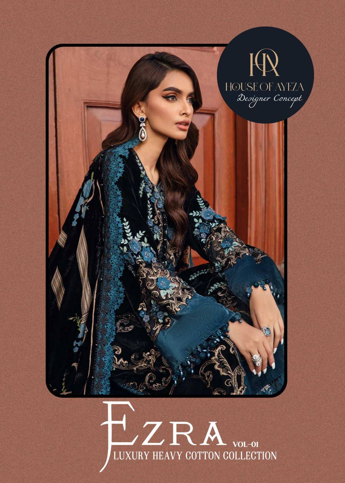 Ezra Vol-1 By House Of Ayeza 101 To 106 Series Beautiful Pakistani Suits Colorful Stylish Fancy Casual Wear & Ethnic Wear Pure Cotton Print Dresses At Wholesale Price