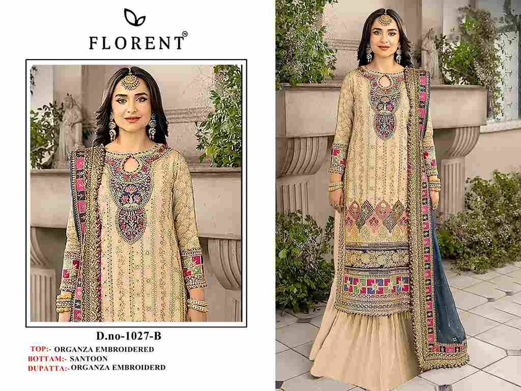 Florent 1027 Colours By Fashid Wholesale 1027-A To 1027-D Series Pakistani Suits Beautiful Fancy Colorful Stylish Party Wear & Occasional Wear Organza Embroidery Dresses At Wholesale Price