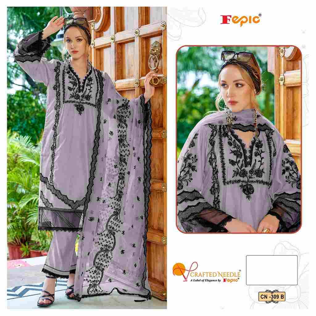 Fepic 309 Colours By Fepic 309-A To 309-C Series Beautiful Pakistani Suits Colorful Stylish Fancy Casual Wear & Ethnic Wear Pure Organza Embroidered Dresses At Wholesale Price