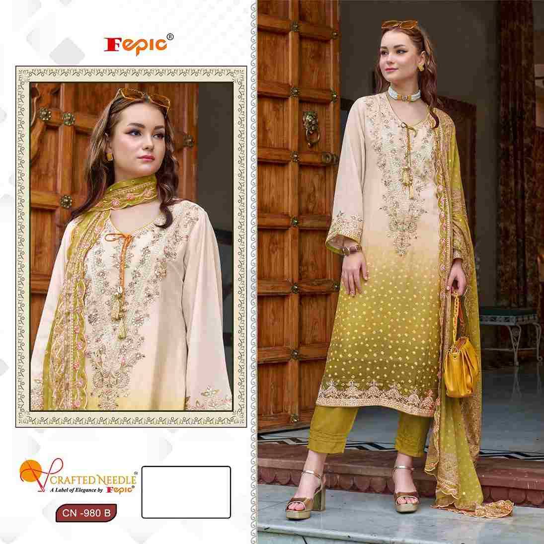 Fepic 980 Colours By Fepic 980-A To 980-C Series Beautiful Pakistani Suits Colorful Stylish Fancy Casual Wear & Ethnic Wear Chinnon Embroidered Dresses At Wholesale Price